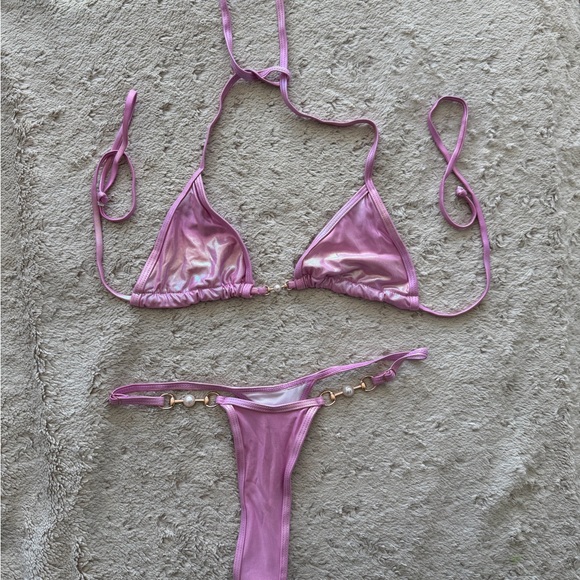 Pink Metallic Bikini Set - Picture 1 of 2